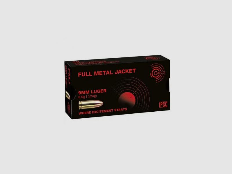 Geco cartridges, cal. 9x19, 124grs, VM - 1000 cartridges