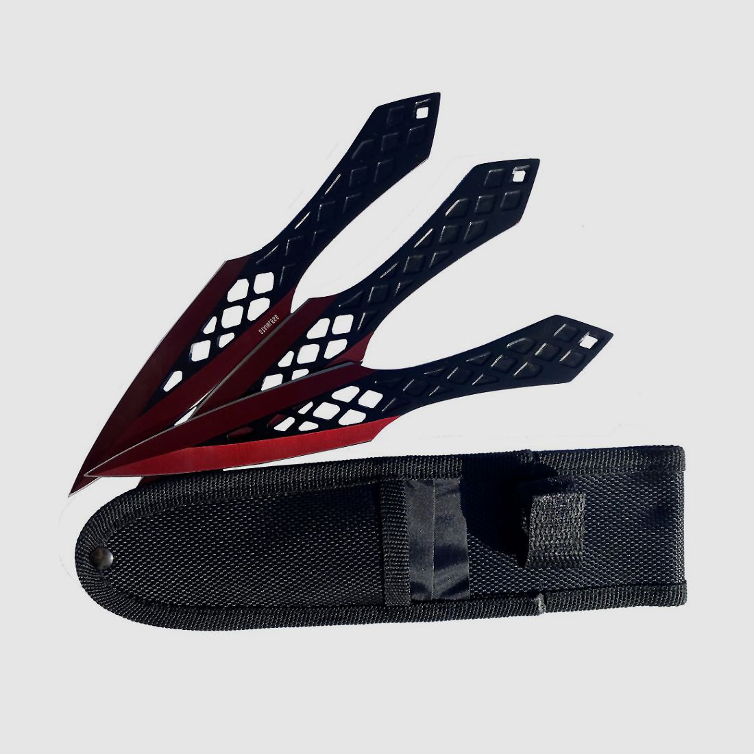 Set di 3 coltelli da lancio Kunai con fodero in nylon