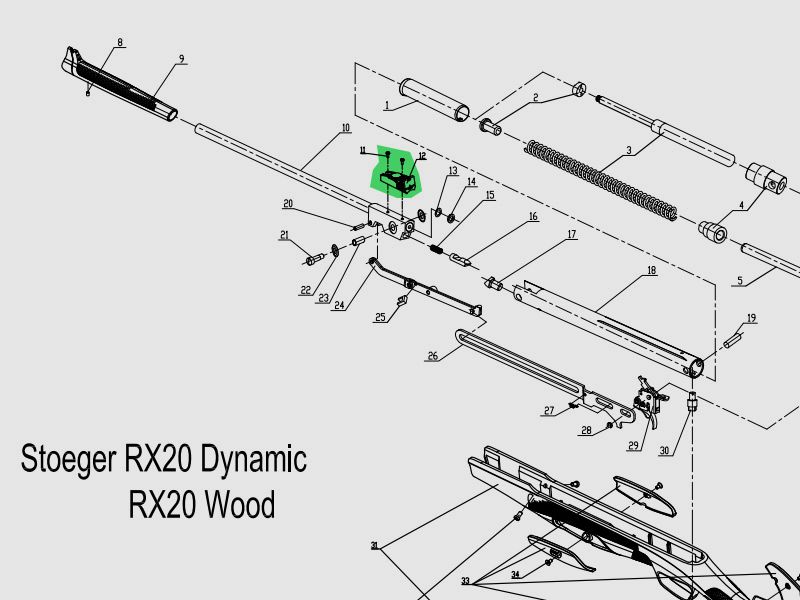 Kimme komplett fĂĽr Luftgewehr Stoeger RX20, Ersatzteil