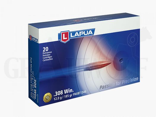 .308 Winchester 186 gr / 12 g Lapua VMD46 cartuchos 20 piezas