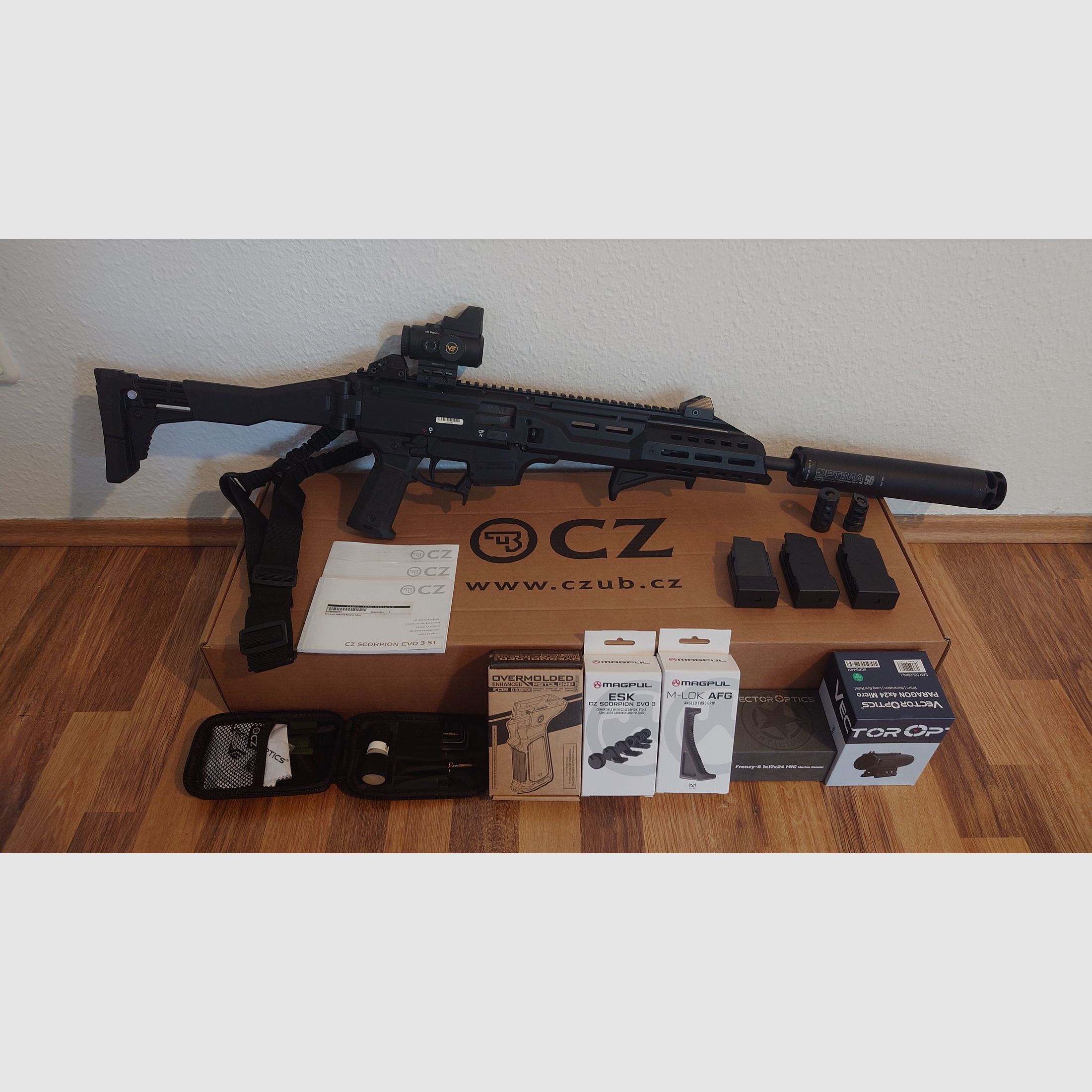 SLB CZ Scorpion EVO3 S1 Carbine (PCC), caliber 9x19 (9mm Luger), sportingly approved