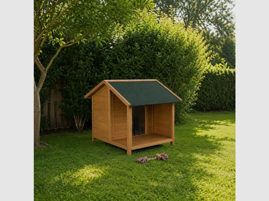 Holz-Nische für Hund mit Terrasse - Größe M, Bild 2 von 16