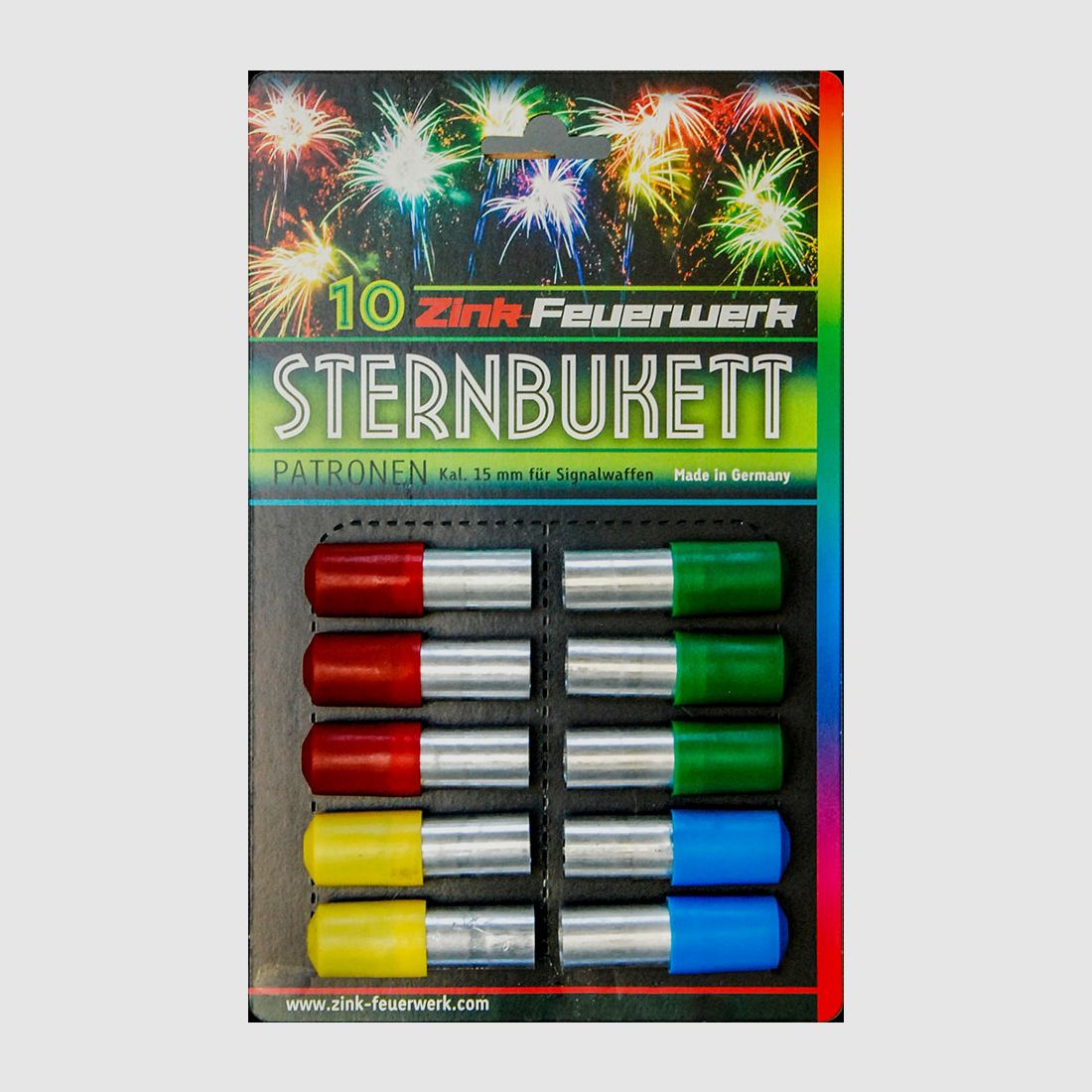 Zink 15mm, 4 Farben Sternenbukettpatronen 10 Schuss