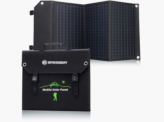 Cargador solar móvil BRESSER de 60 W con salida USB y DC