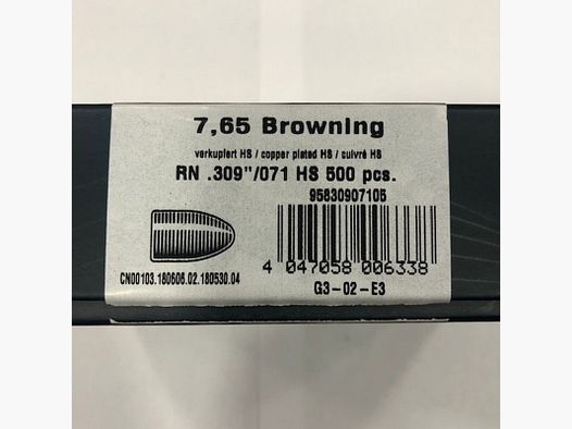 HN PALLE RAM 7,65 GR 71 CAL32 AUTO
