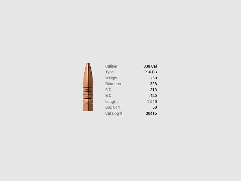 Barnes Geschoss .338/.338 250GR TSX FB 50 Stück