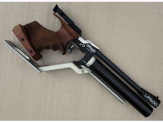 WALTHER LP500 CON PLATAFORMA "HORIZONTE" (ACERO - PESO 360 GRAMOS) Y MALETERO