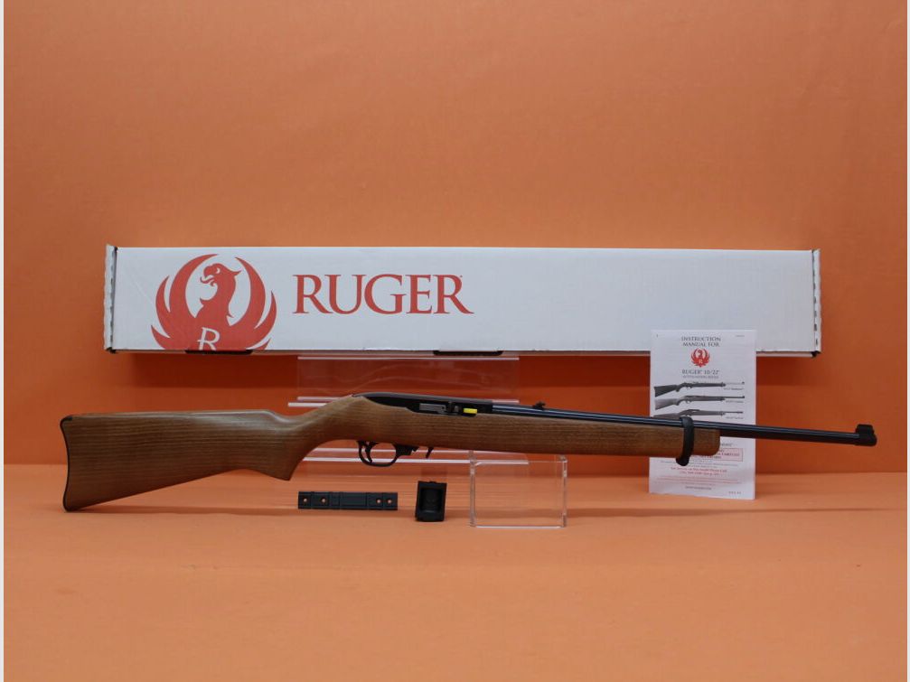 Ruger Ha. Carabine .22lr Ruger 10/22 RB 18,5" Canon standard (bruni)/ Guidon/ Crosse en bois (.22lfB/.22L.R.)