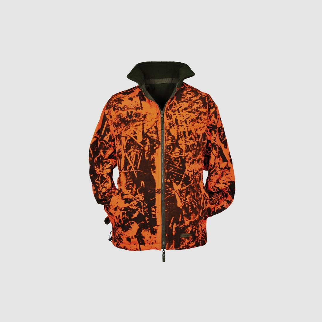 Warn-Wende-Fleecejacke DRÜCK - JAGD oliv/orange tarn