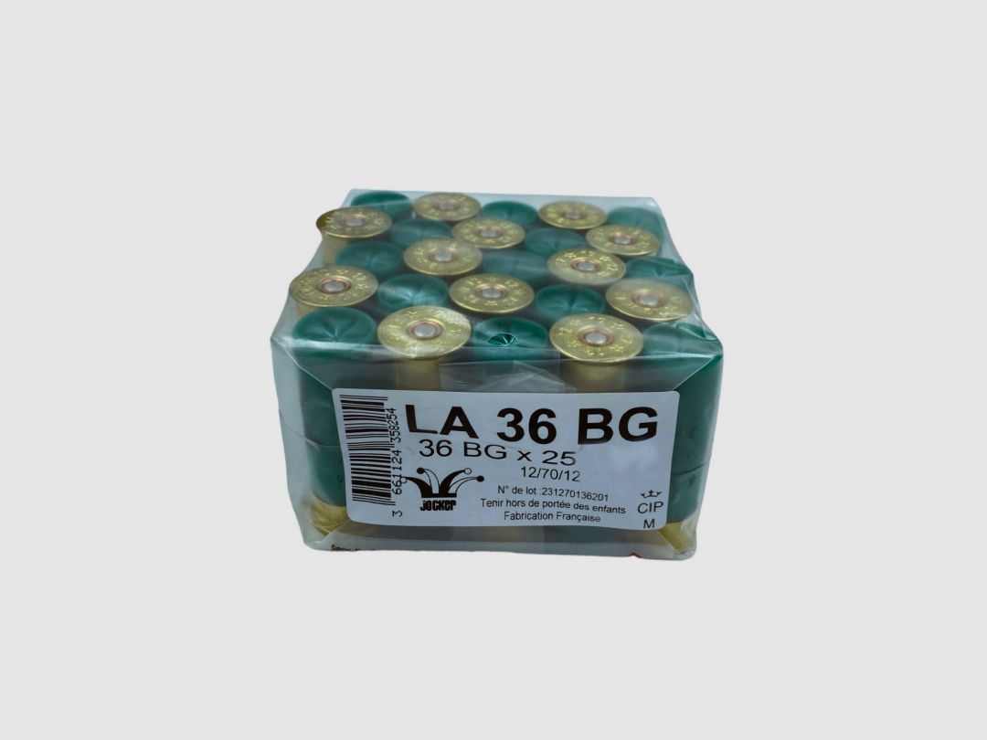 BOX MIT 25 PATRONEN JOCKER LA36 36G FETTIGE BÜCHSE CAL.12/70 BLEI 6