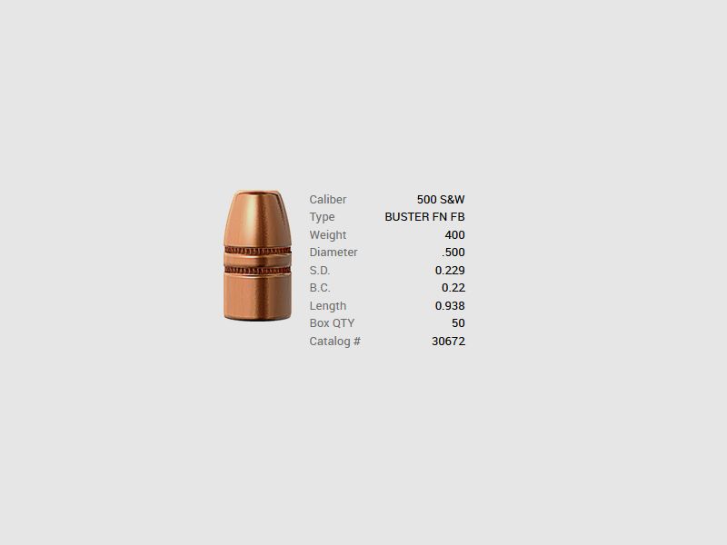 Barnes Geschoss .500 S&W/.500 400GR Buster FN FB 50 Stück