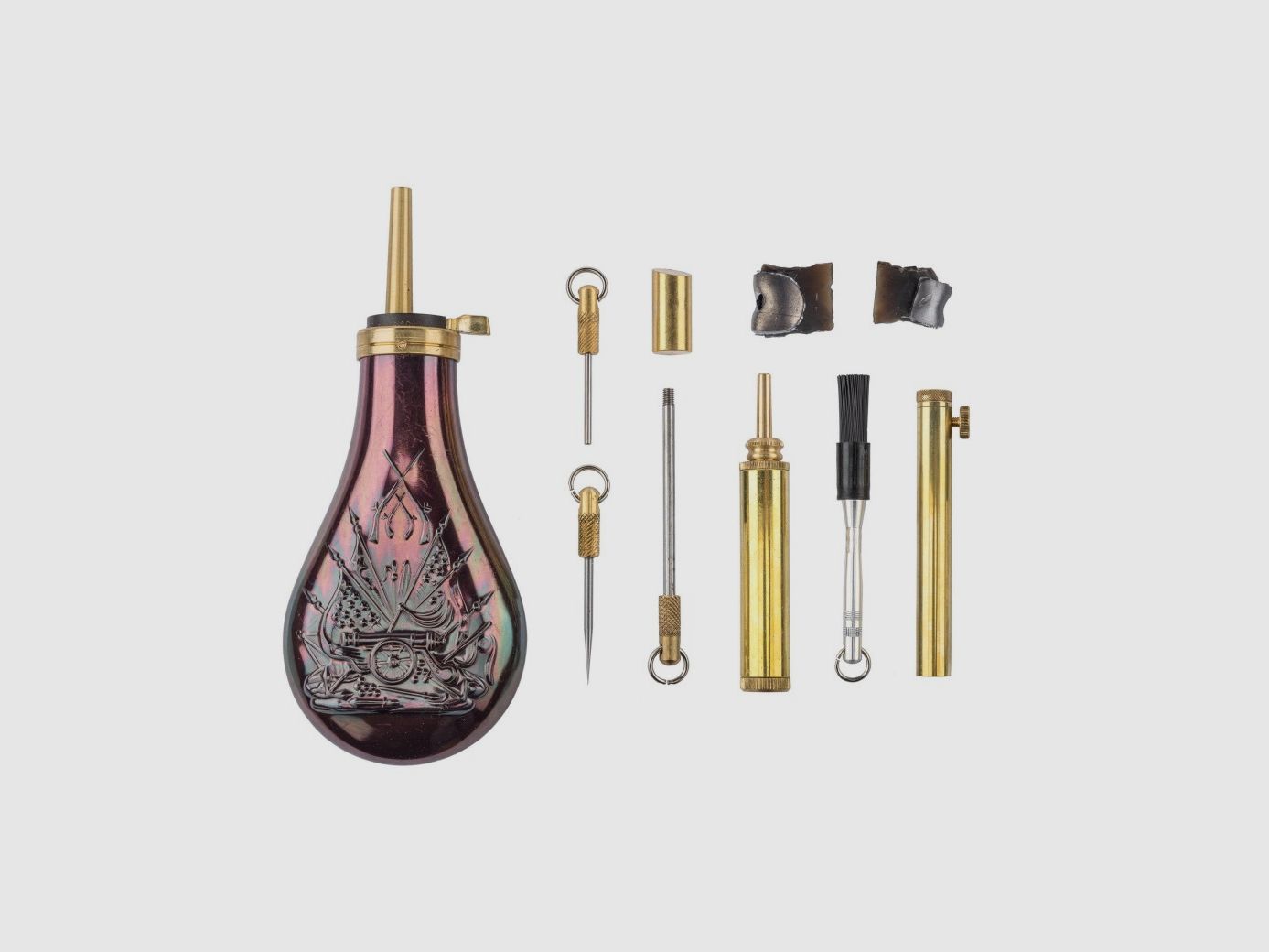 Set zur Ladung von Schwarzpulver mit Steinschloss
