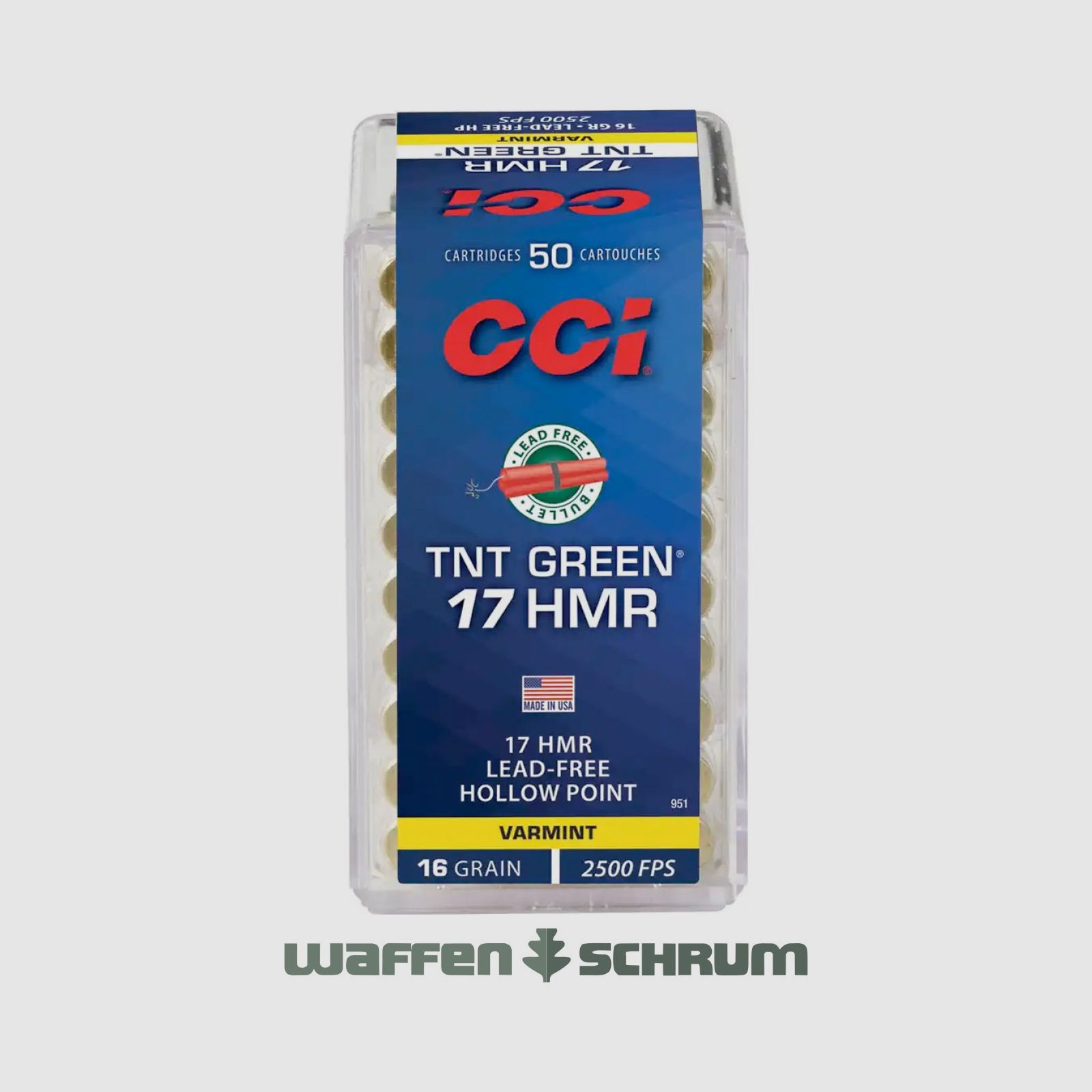 CCI TNT Green HP 16grs. - 1,0g .17HMR