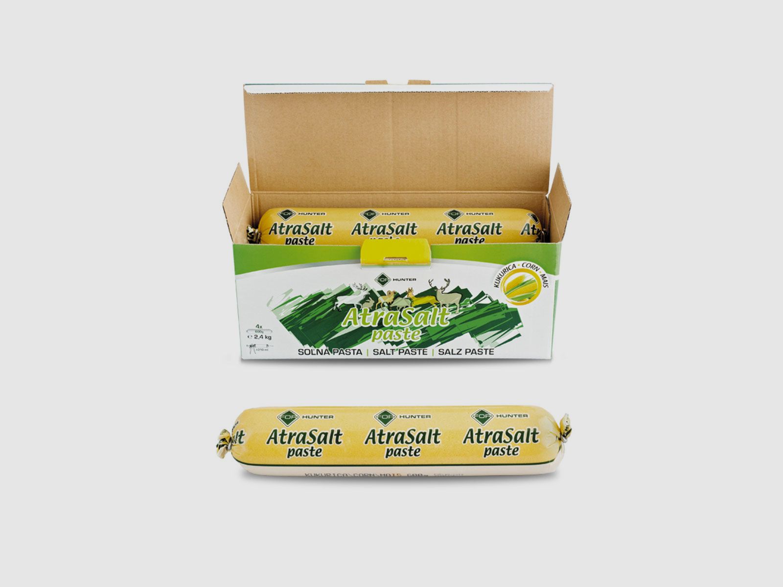 ATRASALT – Lokpasta voor hoefwild, granen (maïs) – 2,4 kg | 4 stuks, afbeelding 2 van 2