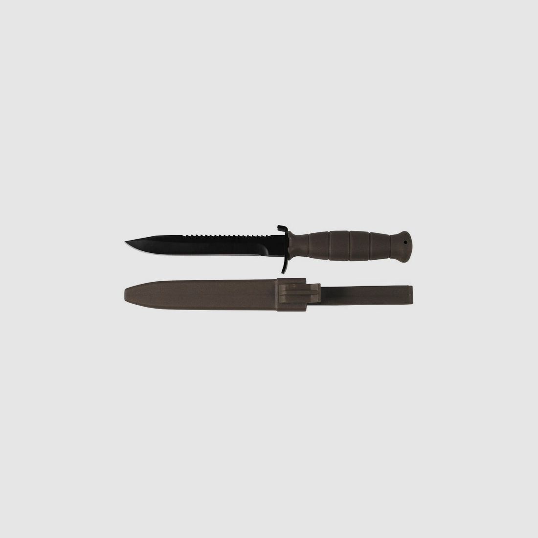 ÖBH Kampfmesser / Feldmesser 16,5/29cm MIT SÄGERÜCKEN - Glock - Nachbau - Schwarz / Oliv mit Scheide