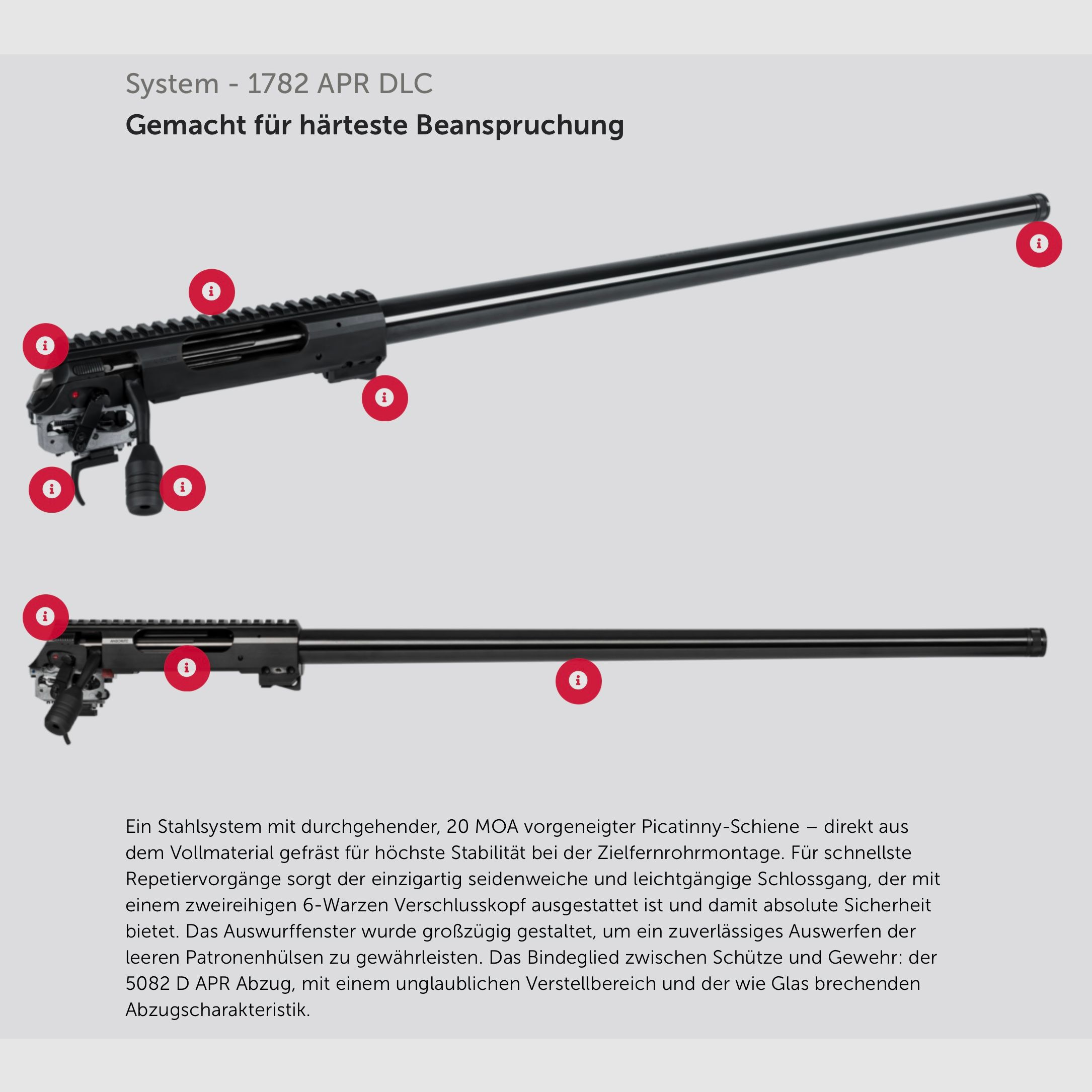 J.G. Anschütz 1782 D APR Grey 6,5 Creedmoor Gold "TIN" im ACC Premier Chassis von MDT M18x1 660 LL
