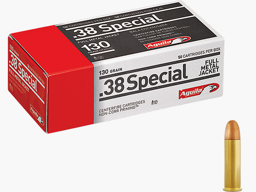 Cartuchos de revólver Aguila Standard .38 Special FMJ 130 grs 1000 piezas