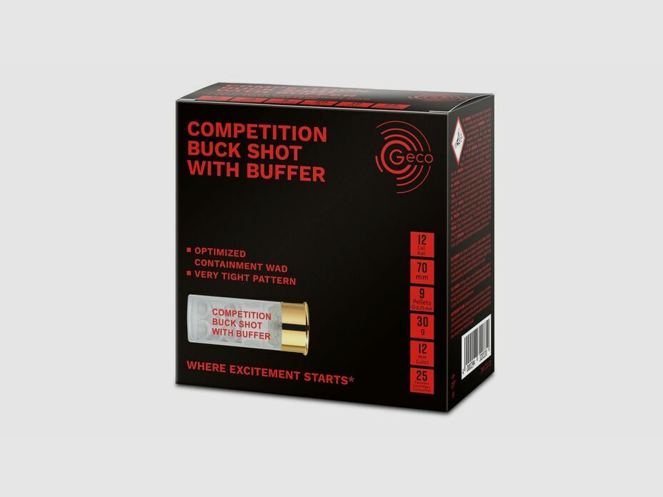 Geco 12/70 Geco Competition Buck Shot m. Buffer - 30g - 8,25mm