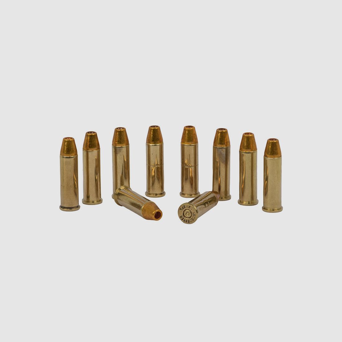 Dekopatronen Revolverpatronen Kaliber .38 Special MessinghĂĽlse mit Hohlspitzgeschoss gelb blinde Originalpatronen 10 StĂĽck (P18)