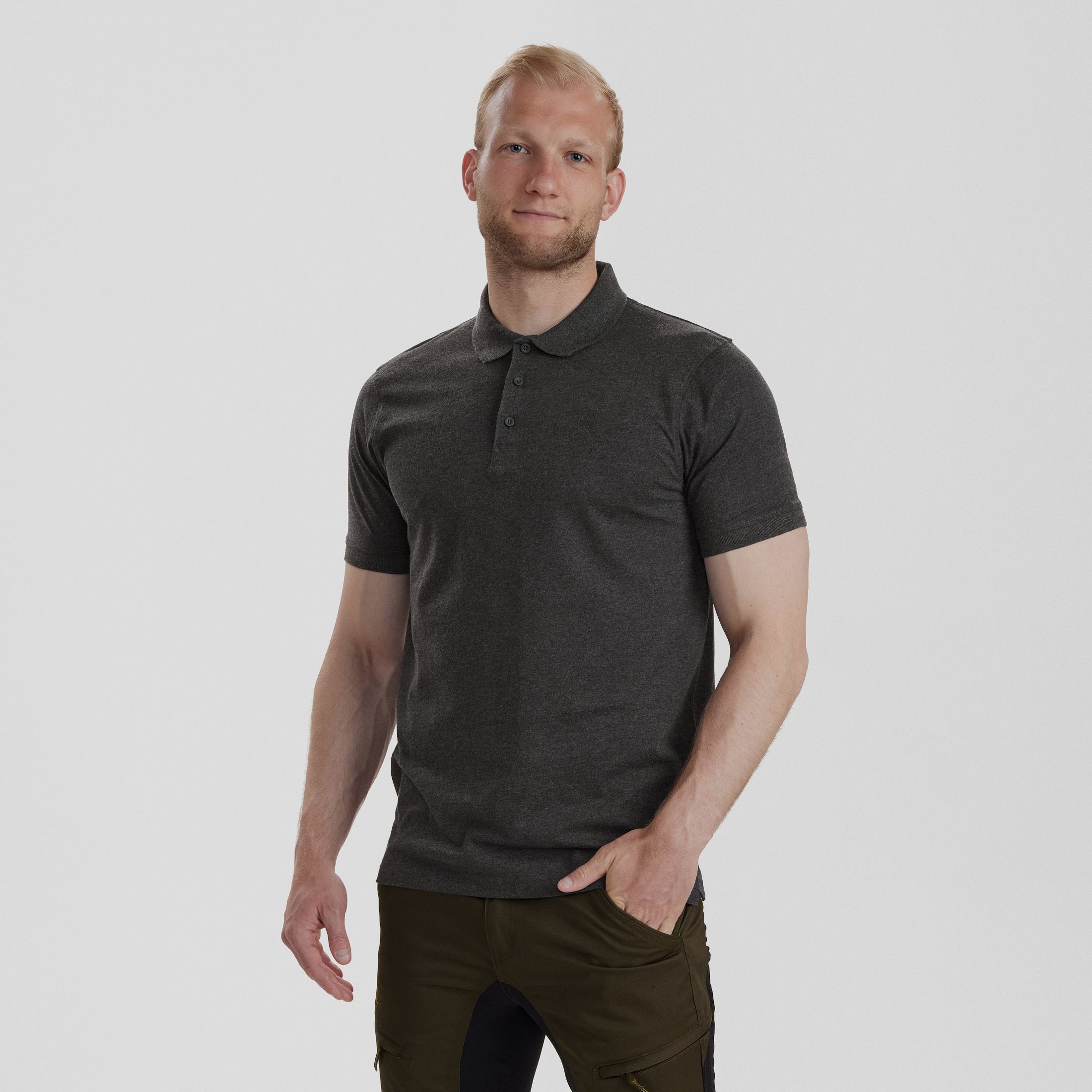 Gunnar Polo Hemd - Dark Grey melange – Größe: S