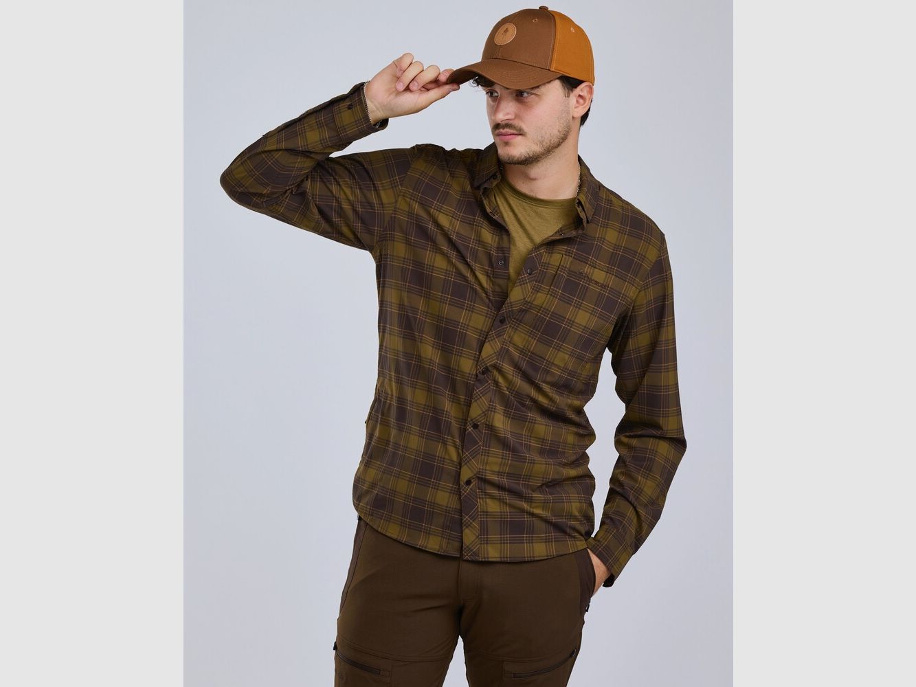 Pinewood Abisko Trekking InsectSafe® koszula (Ciemna oliwka/Ciemny piaskowiec), zdjęcie 3 z 7
