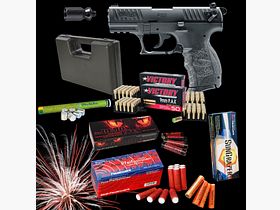 SILVESTER MEGASET !!! Schreckschuss - Pistole - Walther P22Q - 9 mm P.A.K. inkl. Koffer, 100 Platzpatronen & 100 Schuss Effektmunition