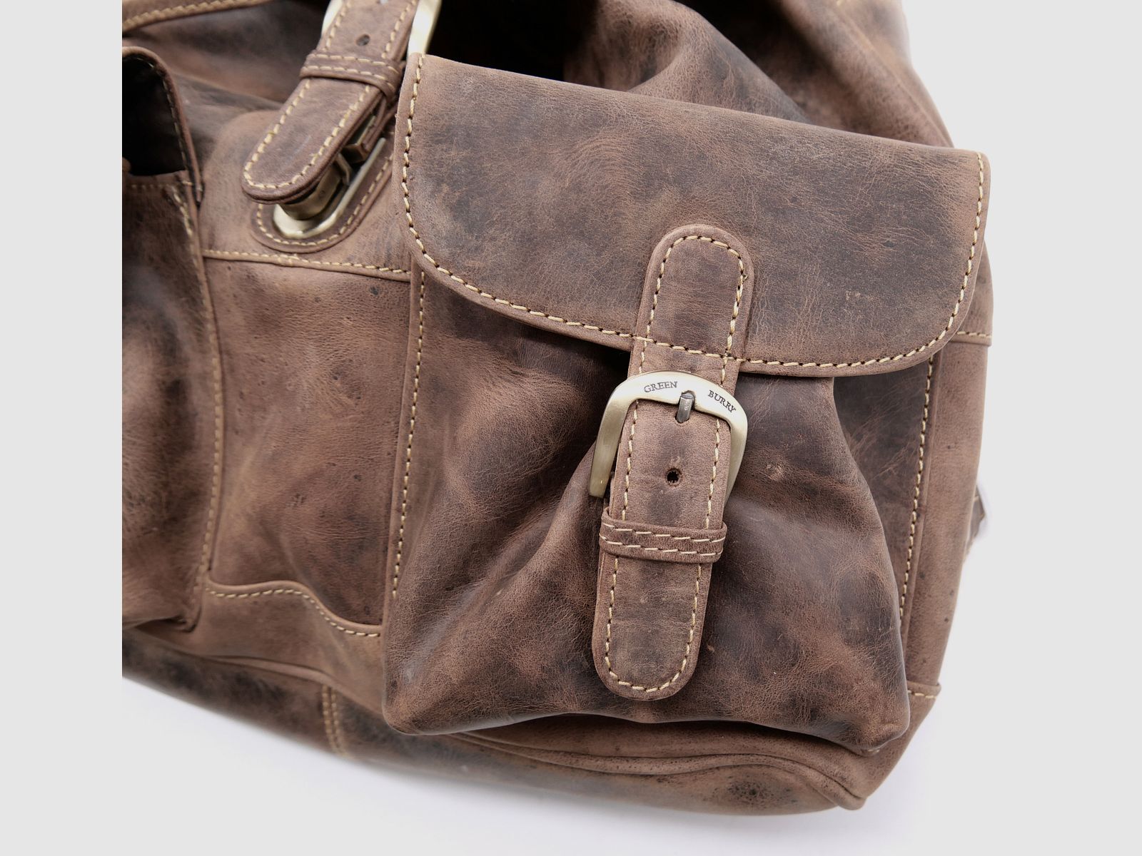 Sac à dos en cuir Greenburry avec embossage de cerf marron 1711-STAG3-25