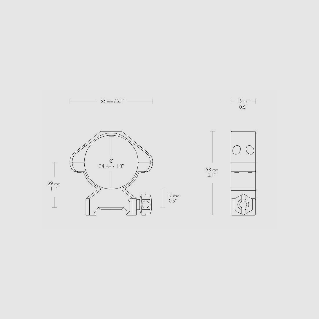 HAWKE 23020 2 Stück Ringmontagen 34 mm Precision Steel Weaver Niedrig