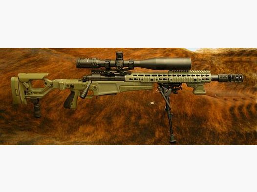Accuracy .308 Win Sniper Custom AICS-AX GREEN folding stock Remington 700 action L.W. HELICAL BULL match barrel Ebi muzzle brake riflescope OPTIONAL