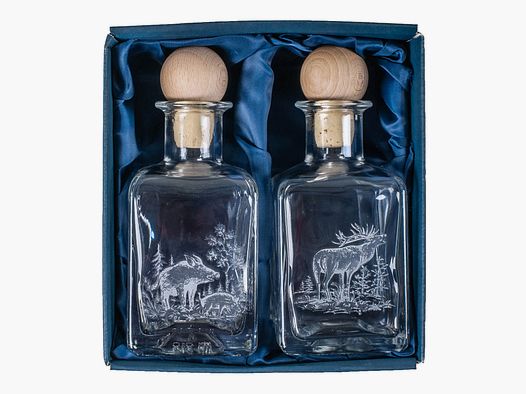 Vinegar and oil bottles with hunting decor