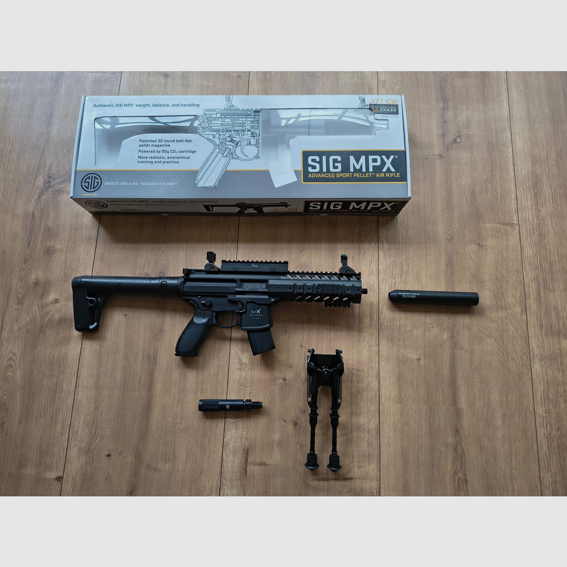SIG SAUER MPX CO2 Gewehr 4,5mm Diabolo mit Schalldämpfer