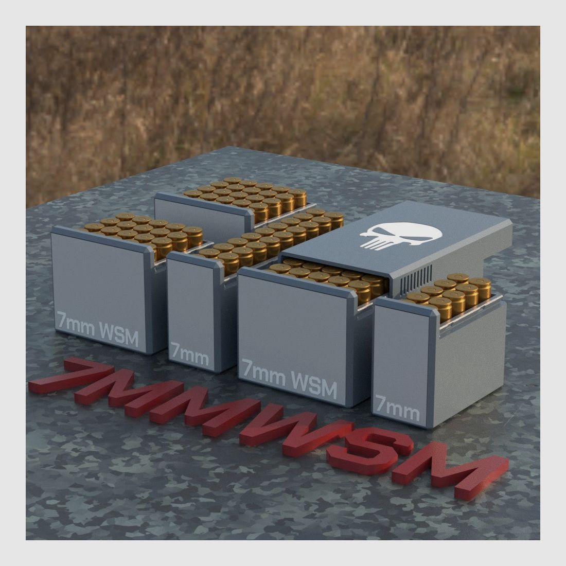 Filamelt Munitionsbox / Ammo Box 7mm WSM – Patronenbox für 50 Schuss, Made in Germany