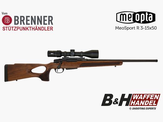 Brenner Komplettpaket: Brenner BR20 Lochschaft mit Meopta MeoSport 3-15x50 (Parallaxe Verstellung)