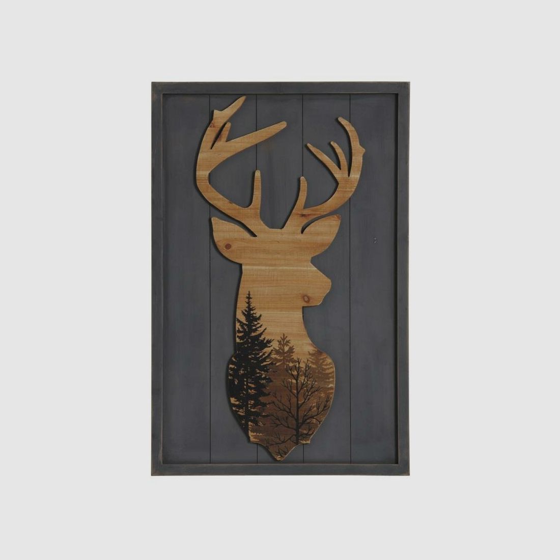 Décoration Lovergreen motif cadre en bois avec illustration de cerf