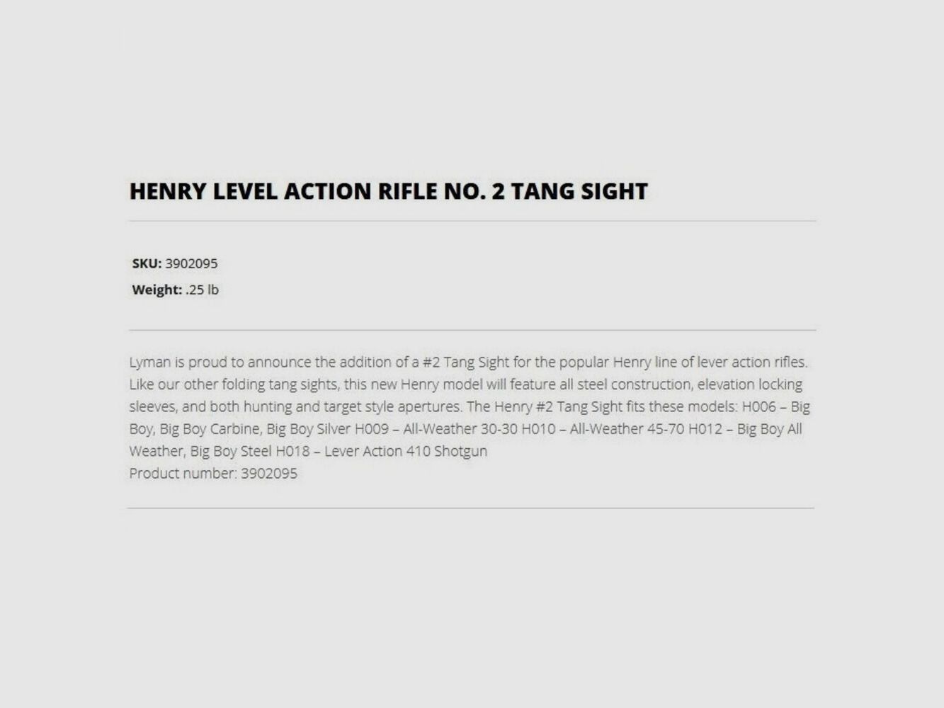 Lyman Diopter No.2 Henry Big Boy