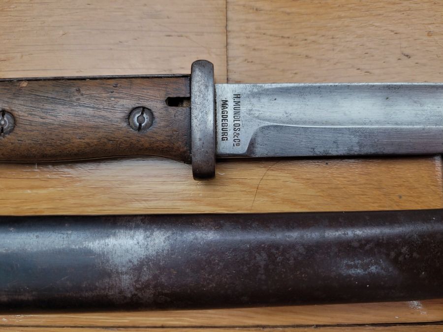 Seltene Bajonett 84/98 2. Typ – doppelte Fertigung „Mundlos“ & „Herder“ - W18 – Futteral – 1. WK – TBE, Bild 10 von 14