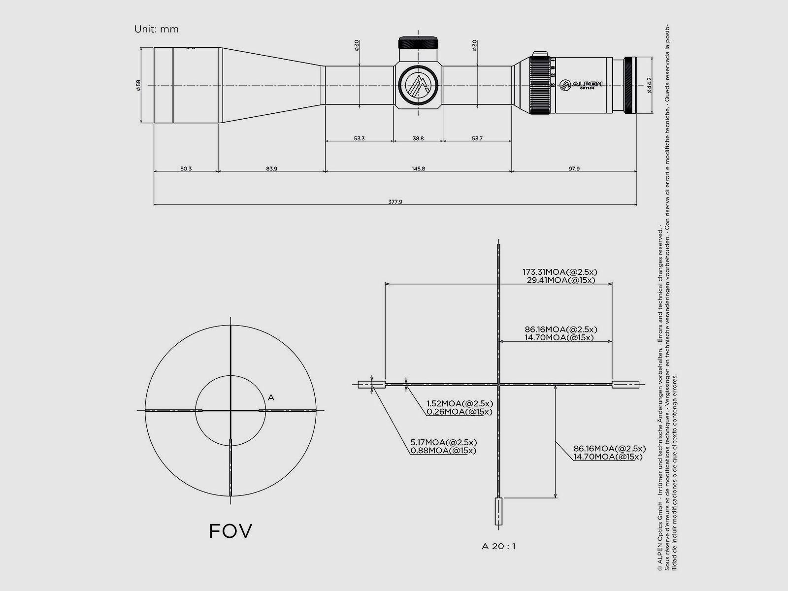 ALPEN OPTICS Apex XP Zieloptik 2.5–15x50 A4 mit SmartDot Technology