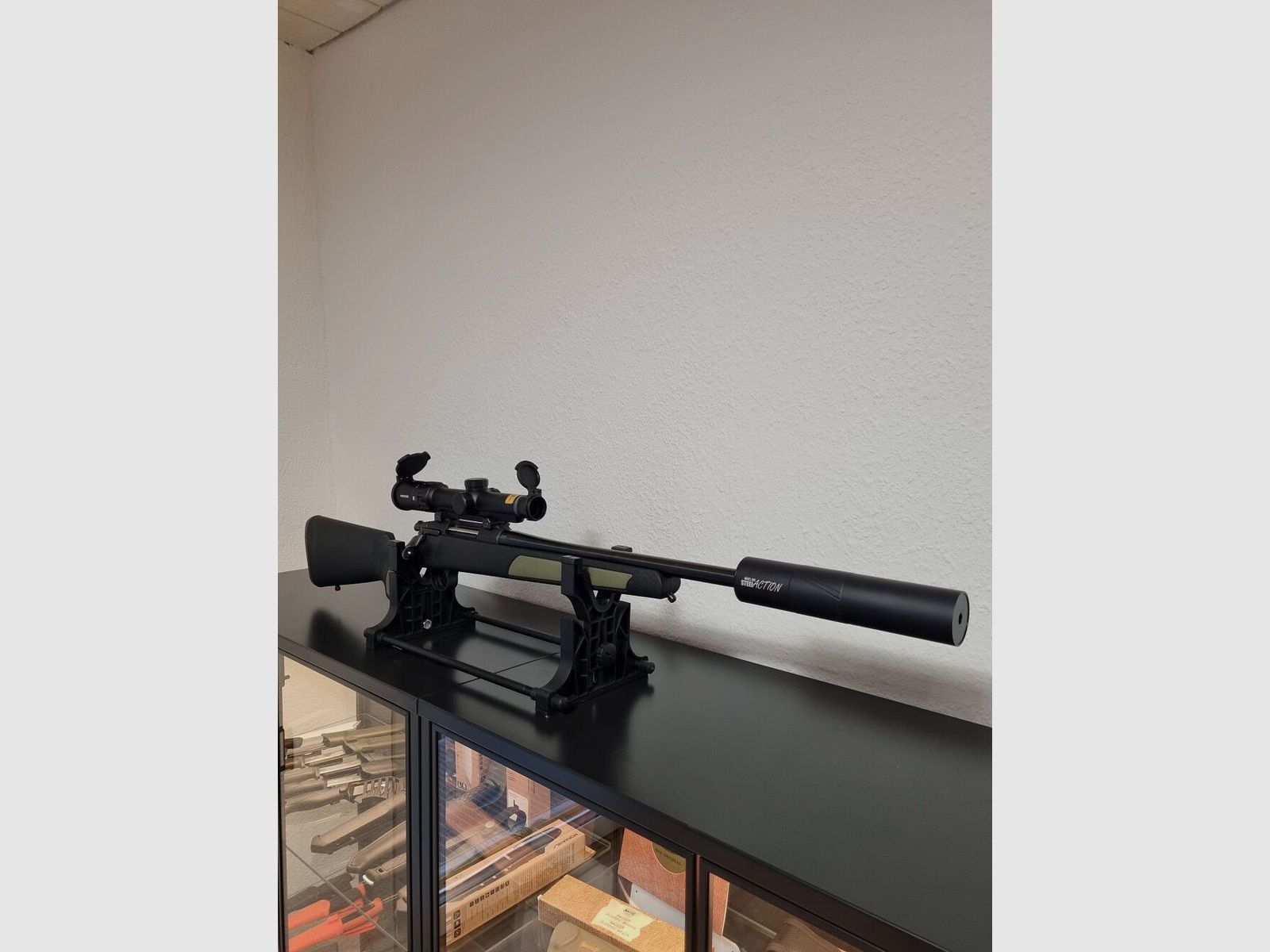 Azione in acciaio HS .308, montaggio, silenziatore, MINOX 1-5x24 S