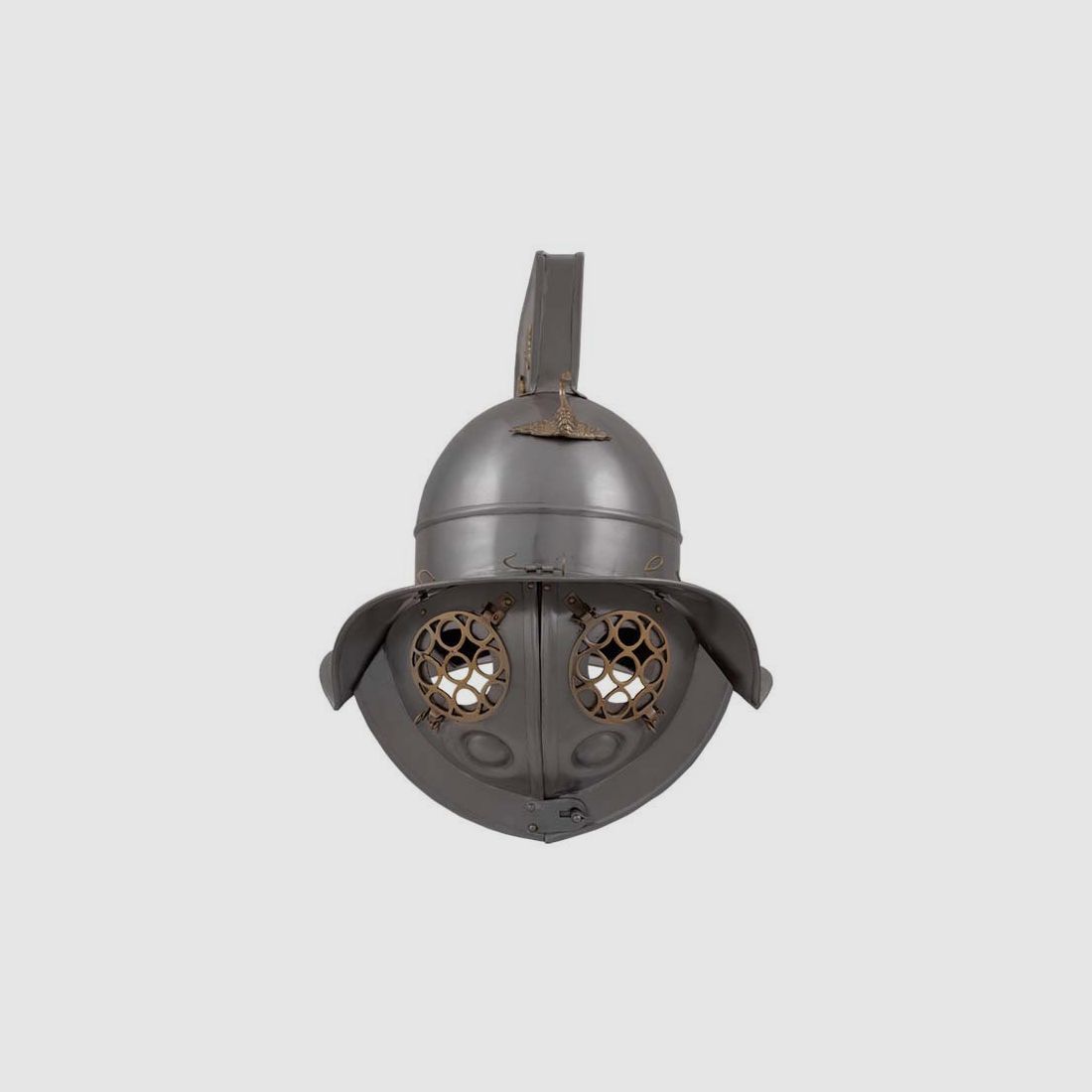 Gladiatoren Helm mit messingfarbenen Applikationen