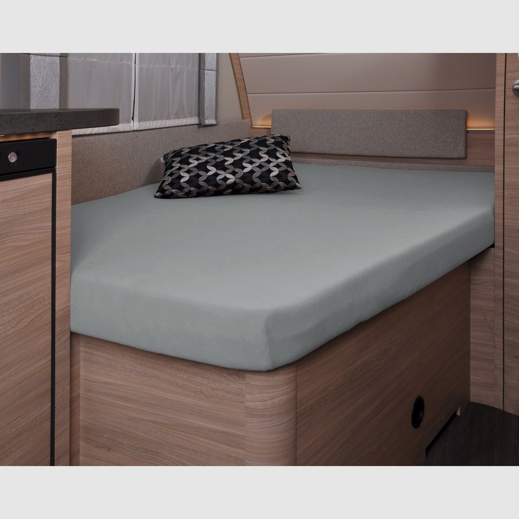 Lenzuolo con angoli, 137 x 195 (110 / 90) cm per letto francese in caravan, titanium, immagine 4 di 4