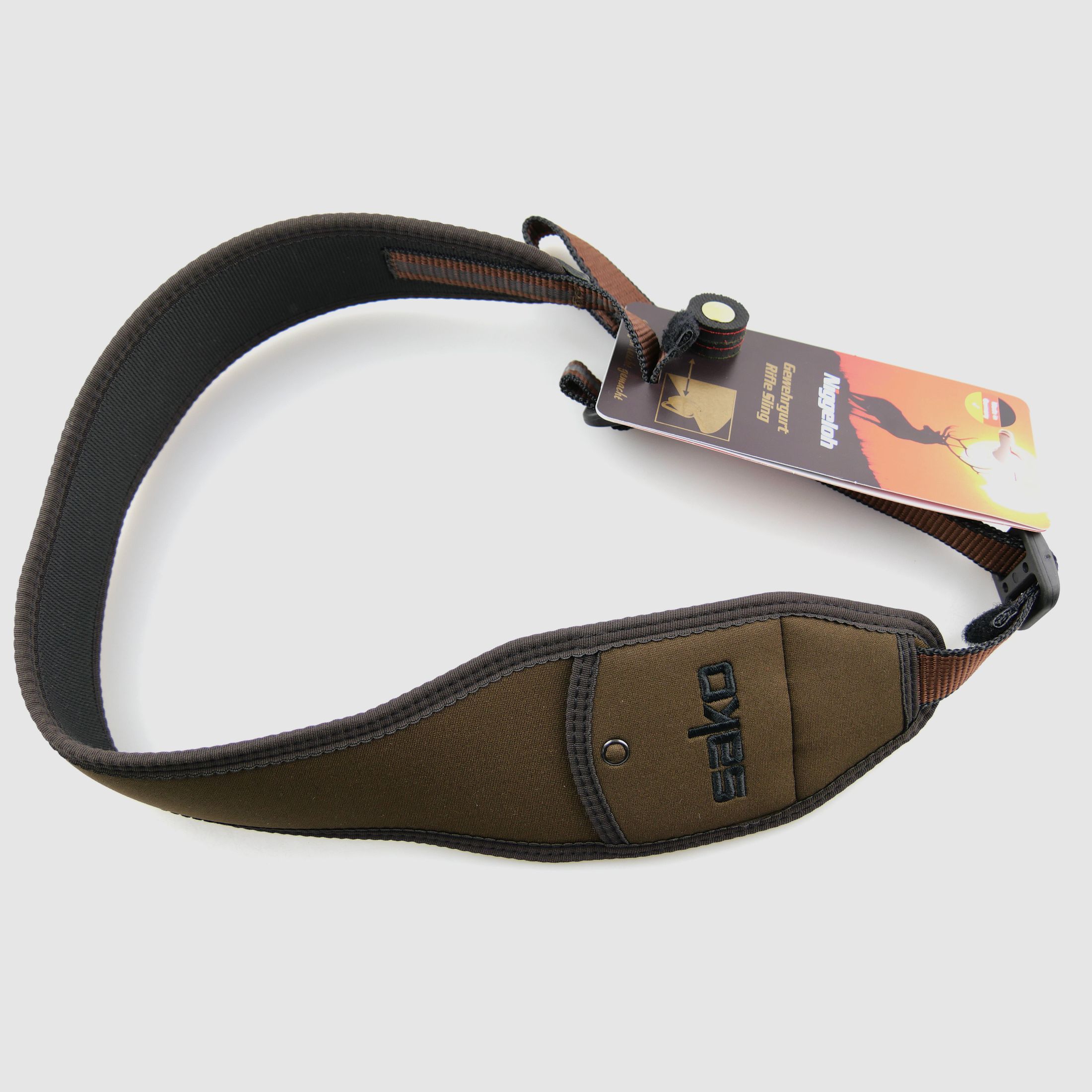 Niggeloh 134600500 Gewehrgurt SAKO Neopren Braun mit Einstecktasche