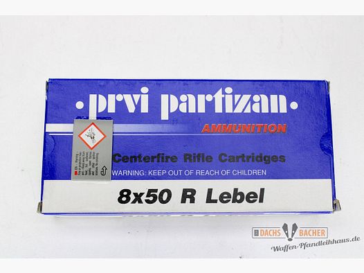 PPU Privi Partizan 8x50 R Lebel 12,96g/200gr FMJ Vollmantel 20 Schuß