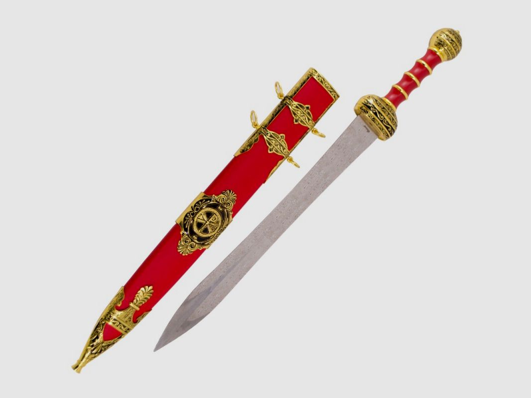 Épée Gladius Maximus Rouge en Optique Damas