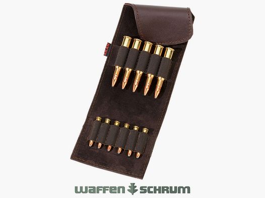 AKAH Patronenetui Büffel-Leder 5 große/6 kleine Kugelpatronen