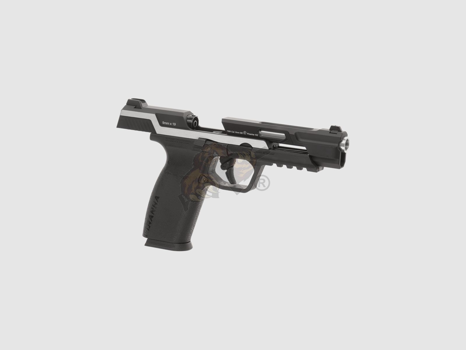 G&G Piranha Mk I GBB Airsoft Pistole in schwarz/silber -F-