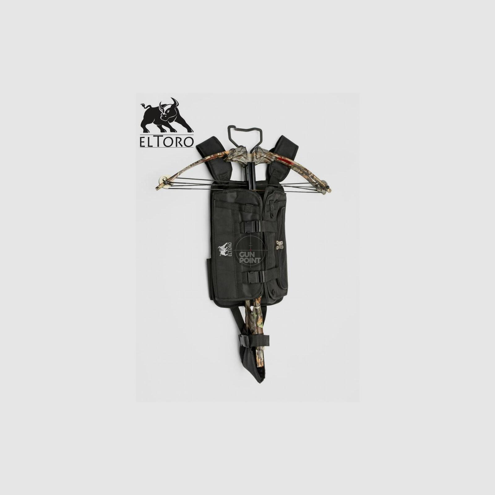 elTORO Tragesystem fr Armbrste in schwarz mit vielen Taschen