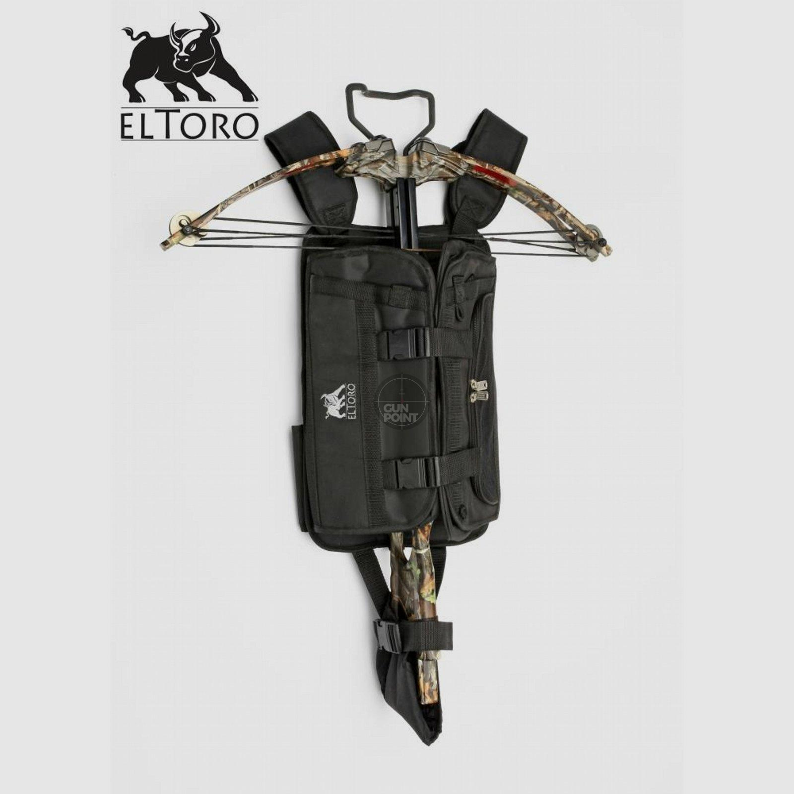 elTORO Tragesystem fr Armbrste in schwarz mit vielen Taschen