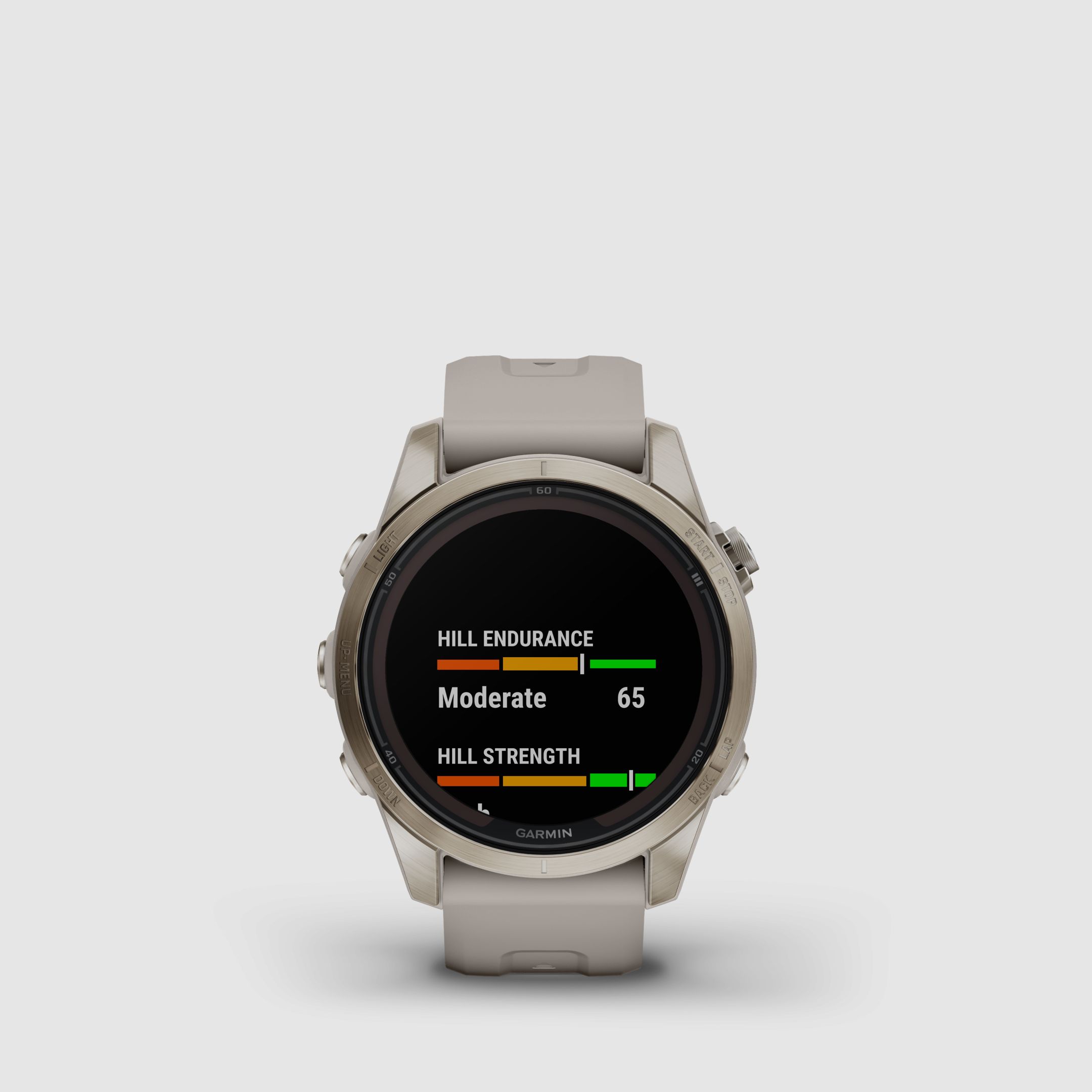 Garmin fēnix® 7S Pro – Sapphire Solar Edition, Beige/Oro chiaro con cinturino in silicone QuickFit® da 20 mm