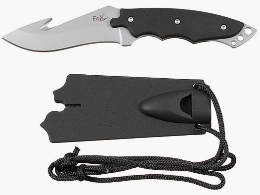 Messer, gebogene Klinge, Kunststoffgriff, Scheide