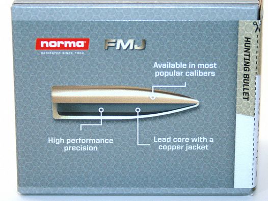 100 Stück NEUE NORMA Geschosse - FMJ 6,5mm/.264 - 7,8g/120gr #20665141 Match-Geschosse Vollmantel !